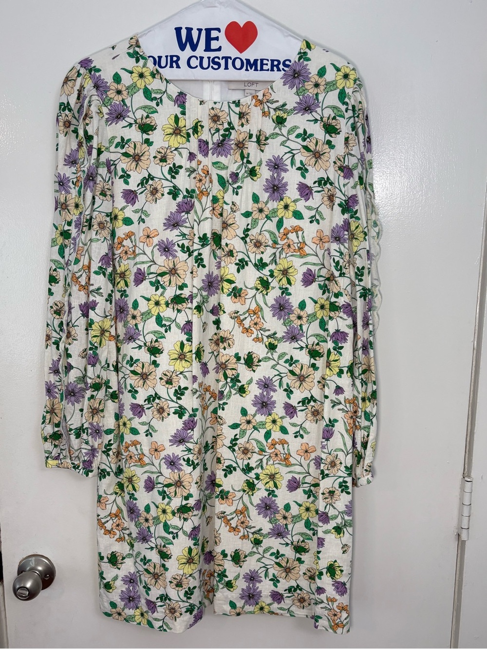 LOFT Linen Blend Floral Dress